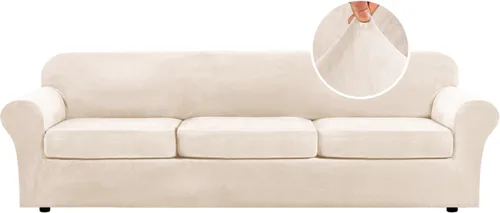 Vista 134 de H.VERSAILTEX - Funda elástica para sofá de 2 piezas, funda protectora de terciopelo, suave, con parte inferior elástica, con un ancho de hasta 49