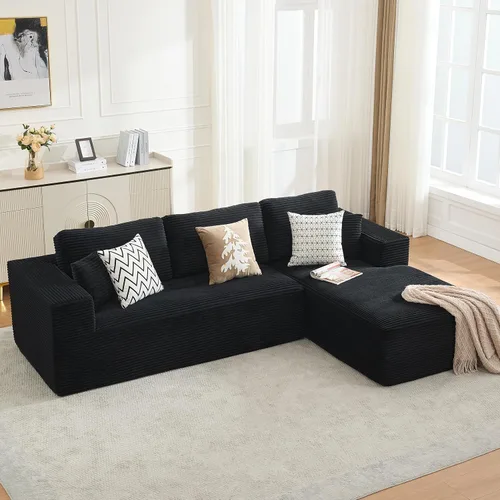 Vista 15 de Sofá modular Cloud de 106 pulgadas con diván en forma de L, moderno sofá modular sin hueso con asiento profundo, sofás tapizados para sala de estar