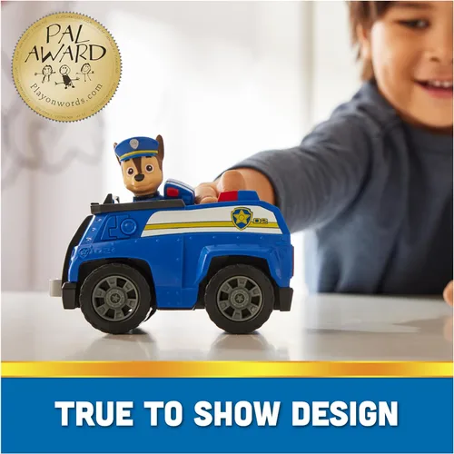 Vista 3 de Paw Patrol, Patrulla de Chase, Vehículo de juguete con figura de acción coleccionable, juguetes para niños con conciencia sostenible para niños