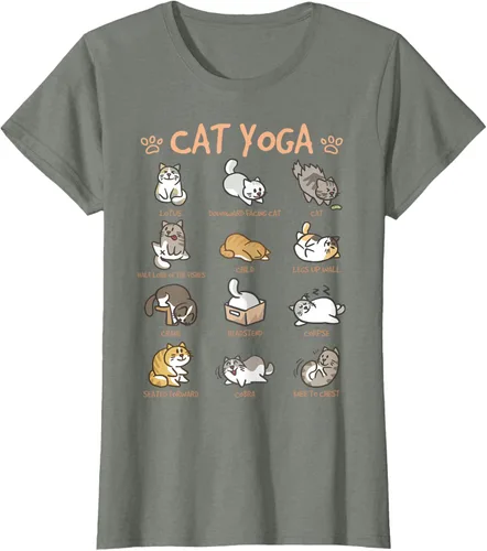 Vista 19 de Cat Yoga Poses Cats Practicing Mindfulness Meditación Kitten - Camiseta, Negro, S