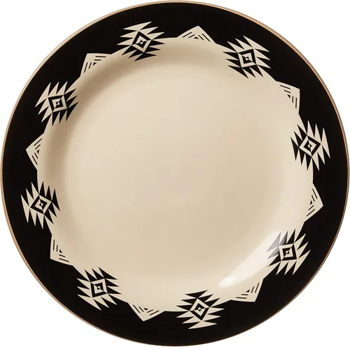 Vista 2 de Paseo Road Chalet Aztec - Juego de vajilla de cerámica de 16 piezas con platos, cuencos, tazas, estilo cabaña rústica del suroeste
