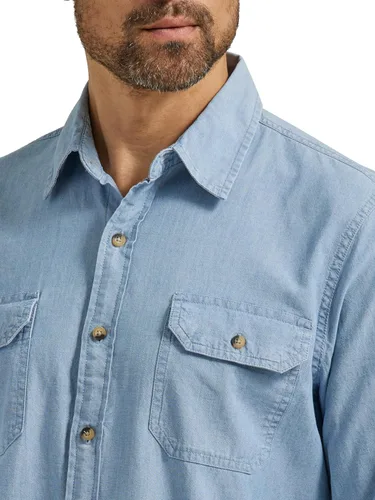 Vista 3 de Wrangler Authentics Camisa tejida clásica de manga larga para hombre