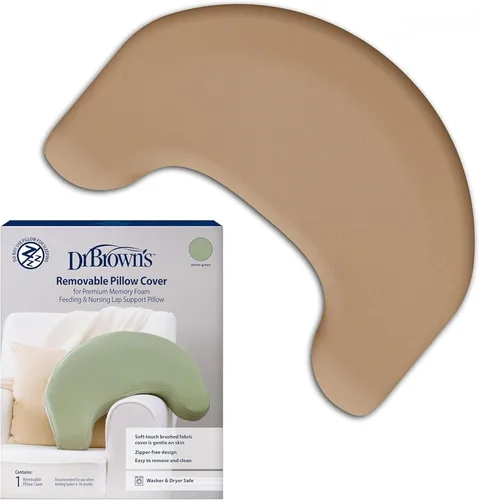 Vista 11 de Dr. Brown's Funda de almohada con soporte para regazo de lactancia y alimentación con biberón, tela cepillada suave, beige suave