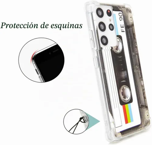 Vista 3 de FAteam - Funda para Galaxy S21 Ultra 5G Retro Cassette Tape