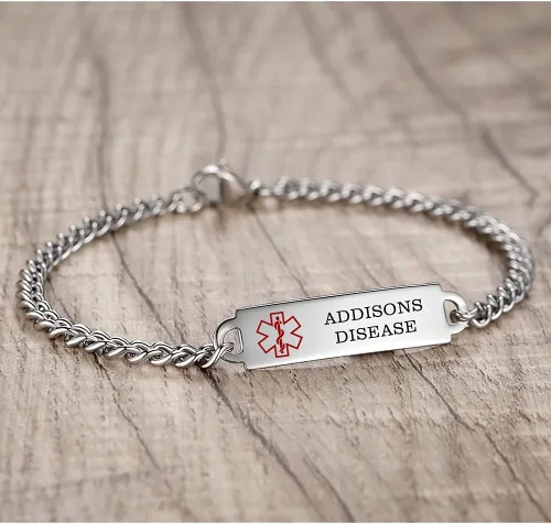 Vista 19 de Pulseras de identificación de alerta médica de 6.5 "-8.5" para mujeres, pulseras de emergencia médica de acero inoxidable, grabado gratuito