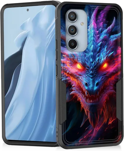 Vista 207 de Funda para Galaxy A14 5G, resistente de doble capa híbrida de policarbonato duro, goma suave, a prueba de golpes, funda protectora resistente
