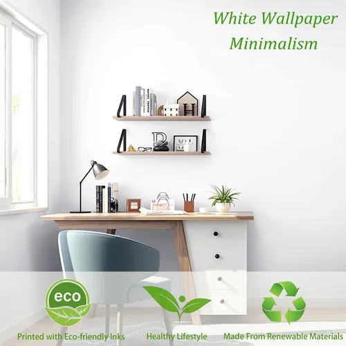 Vista 2 de Safiyya 118"x17.7" Papel pintado de contacto blanco, autoadhesivo, despegar y pegar, impermeable, rollos de papel de vinilo para cocina, dormitorio