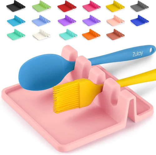 Vista 26 de Zulay Kitchen - Reposa utensilios de silicona con bandeja antigoteo para múltiples utensilios de cocina, reposacucharas sin BPA y resistente al