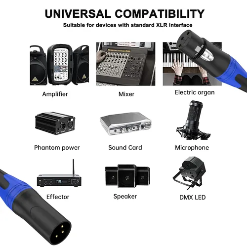 Vista 7 de Paquete de 2 cables XLR macho a hembra de 10 pies, cable de micrófono profesional equilibrado, cobre puro y blindaje dual, compatible