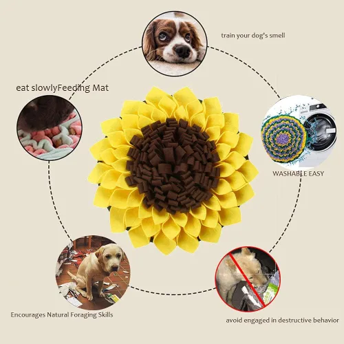 Vista 8 de Tapete de olfateo para perros, tapete de alimentación con flores que fomenta las habilidades naturales de forrajeo, juguetes para perros, golosinas