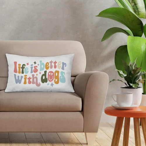 Vista 2 de Preppy - Funda de almohada decorativa retro con citas divertidas de perro, 12 x 20 pulgadas, divertida vida es mejor, decoración para el hogar