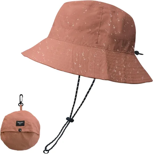 Vista 14 de NPJY Packable Sun Bucket Hat for Women Outdoor Waterproof Rain Hat Beige liso (plegable)