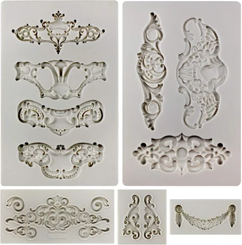 Vista 31 de Moldes de arte para arcilla polimérica, arcilla que se seca al aire, yeso, resina epoxi, fondant, decoración de pasteles, 3 molduras decorativas