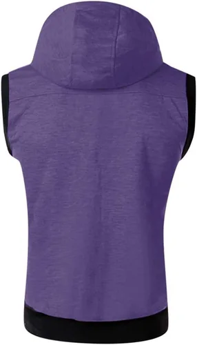 Vista 2 de TOWMUS Sudadera con capucha para hombre, sin mangas, con cremallera, con capucha, chalecos con cremallera