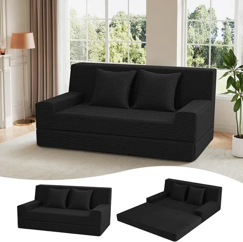 Vista 11 de MeMoreCool Sofá cama convertible, sofá cama plegable tamaño Queen, sofá cama extraíble con almohadas, sofá futón plegable para dormitorio, sala