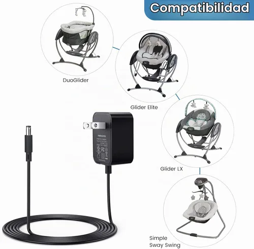Vista 2 de Cable de alimentación para Graco DuetSoothe, columpio de bebé Simple Sway Negro
