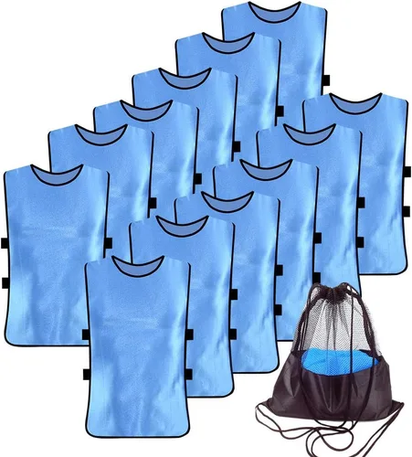 Vista 11 de Paquete de 12 Pinnies para entrenamiento de fútbol para adultos y jóvenes Pennies for Sports Youth con correas elásticas para practicar actividad