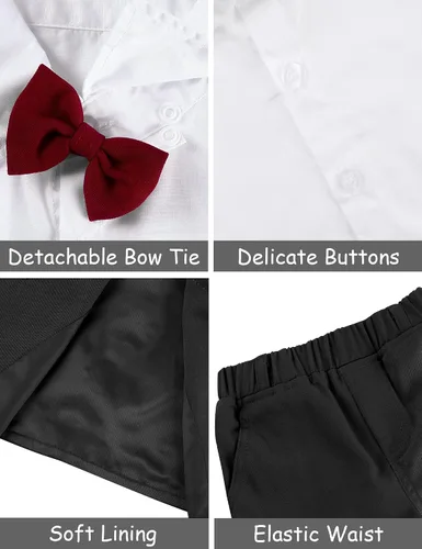 Vista 108 de A&J DESIGN Conjunto de traje de caballero para niños pequeños, 3 piezas, camisas, chaleco y pantalones