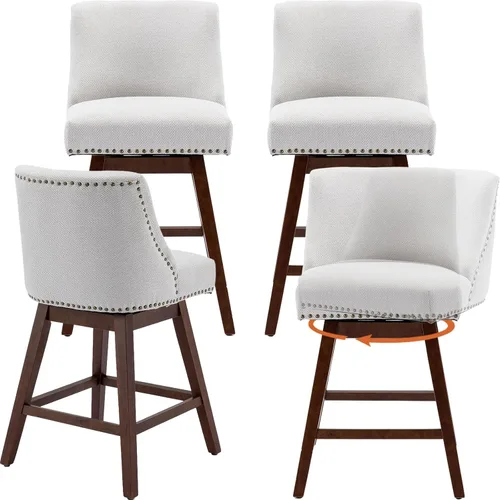 Vista 19 de Juego de 2 taburetes de bar giratorios modernos, taburetes de bar de 26.6 pulgadas de altura de mostrador beige con respaldo para isla de cocina