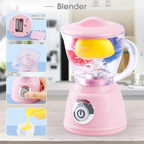 Vista 6 de Juegos de cocina para niños, accesorios de cocina para niños de 4 a 8 años, juguetes de electrodomésticos de cocina, licuadora, cafetera