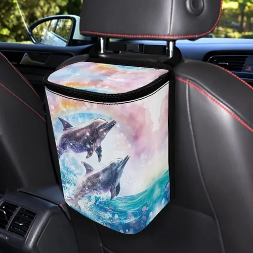 Vista 15 de Talayituse Cubo de basura portátil con estampado de camuflaje de bandera estadounidense, accesorios interiores de vehículos multifuncionales