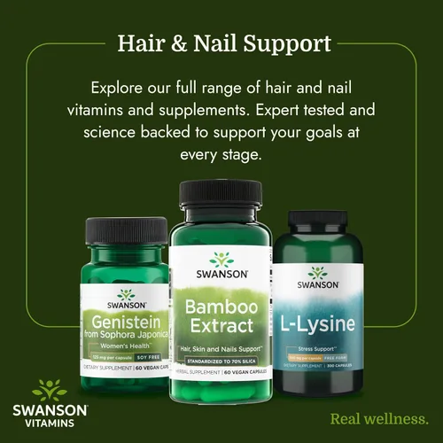Vista 6 de Swanson Extracto de bambú para cabello y uñas Suplemento de sílice apoya colágeno 300 mg 60 cápsulas vegetales