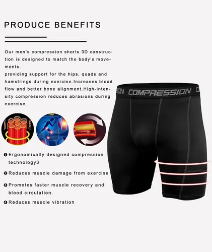 Vista 6 de Holure - Pantalones cortos de compresión para hombre, 3