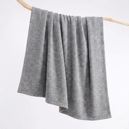 Vista 4 de Nautica - Manta tamaño Queen, ropa de cama tejida de algodón texturizado, ideal para cama o sofá, certificado Oeko-Tex (rayas grises)