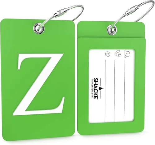 Vista 70 de Etiqueta de equipaje con inicial, totalmente flexible, con aro de acero inoxidable, letra G