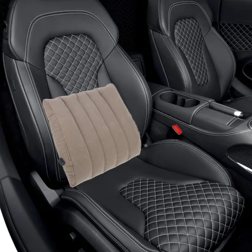 Vista 7 de Cabilock Almohada inflable para asiento de oficina, soporte lumbar, almohada de aire para viajes, gris claro, 1 ud Portable Waist Pad for Travel