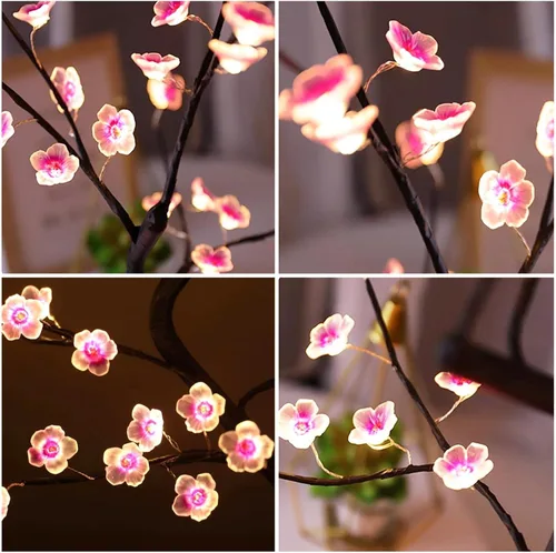 Vista 5 de 36 luces LED brillantes de cerezo en forma de árbol, lámpara de hadas, lámpara de árbol espiritual artificial para manualidades, funciona