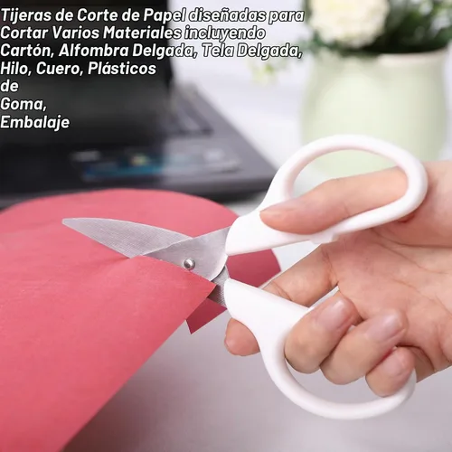 Vista 6 de YOUGUOM - Tijeras blancas de 6 pulgadas, multiusos, para oficina, escuela, manualidades, costura Comfort Grip, Stainless Blades, Left/Right Hand