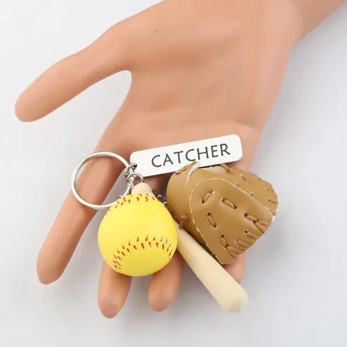 Vista 7 de FEELMEM Llavero de softbol para jugadores de sóftbol, regalo de entrenador de béisbol, regalo de joyería para el día del juego, regalo de joyería