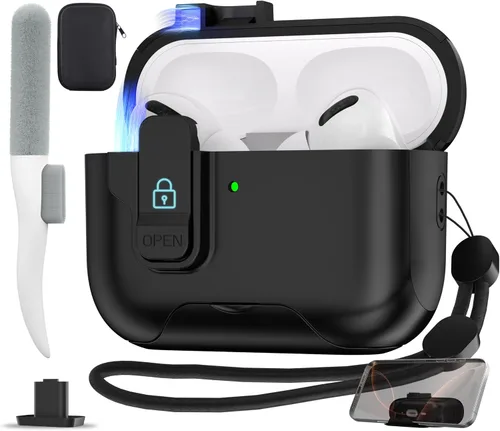 Vista 11 de Maxjoy Funda protectora para AirPods Pro 3 con kit de limpieza, funda rígida militar con bloqueo que absorbe los golpes, azul oscuro