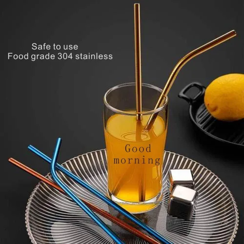 Vista 2 de Pajitas de color de acero inoxidable, metal de grado alimenticio, color, grado alimenticio para beber frío y caliente, 1 bolsa portátil, 3 directos