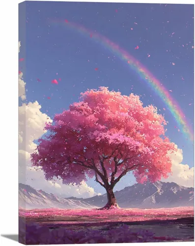 Vista 28 de VOCBAN Abstract Tree Landscape Painting On Canvas Poster Wall Artworks Pictures Living Room and Bedroom Picture Prints for Walls(blue blue 109