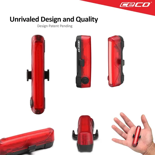 Vista 3 de CECO Luz trasera de bicicleta recargable USB de 80 lúmenes de EE. UU. - Luz trasera de bicicleta TC80 modelo súper amplia brillante - IP67