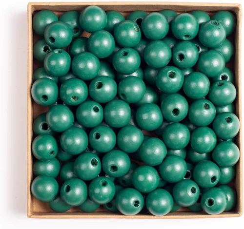 Vista 9 de Decoendiy 100 cuentas de madera para manualidades, cuentas redondas de madera de 0.630 in, cuentas de madera naturales pulidas de granja, cuentas