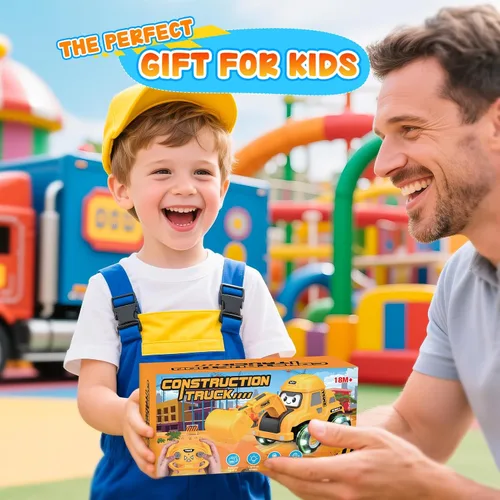 Vista 7 de Excavadora de control remoto para niños pequeños con ruedas iluminadas intermitentes, camión de construcción recargable por USB con cubo