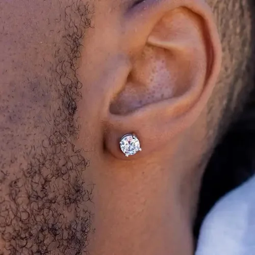 Vista 2 de Jstyle 2 pares de aretes magnéticos de acero inoxidable para hombres y mujeres, circonita cúbica sin perforación, hipoalergénicos de 0.197-0.315 in