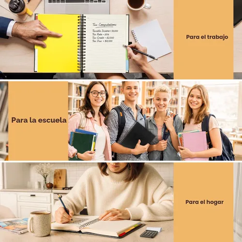 Vista 7 de Cuaderno de espiral encuadernado en cuero de tapa dura de 8x10 pulgadas con divisores removibles - Negro - 300 páginas Cuaderno de 5 asignaturas