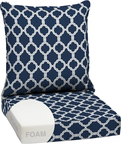 Vista 10 de Arden - Juego de cojines de asiento profundo para exteriores, espuma, 24x24, azulejos Alana