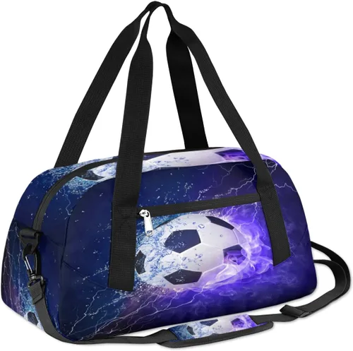 Vista 3 de Art Firey - Bolsa de deporte de fútbol para niños, bolsa de gimnasio deportiva para adolescentes y niñas, bolsa de mano para fines de semana, bolsa