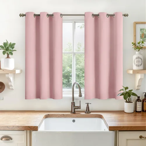 Vista 250 de YoungsTex - Cortinas blackout cortas, aislamiento térmico, ojales, oscurecen la habitación, privacidad, para cámper, sótano, cocina y baño, 2 Gris