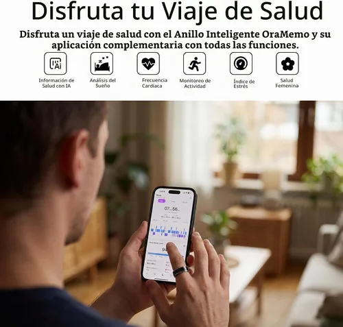 Vista 5 de Smart Ring 1.0, rastreador de actividad física para hombres/mujeres Oro mate y plata