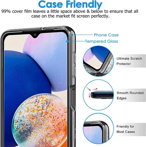 Vista 4 de LYWHL Paquete de 3 para Samsung Galaxy A14 5G Protector de pantalla, película protectora de vidrio templado HD transparente dureza 9H para Galaxy