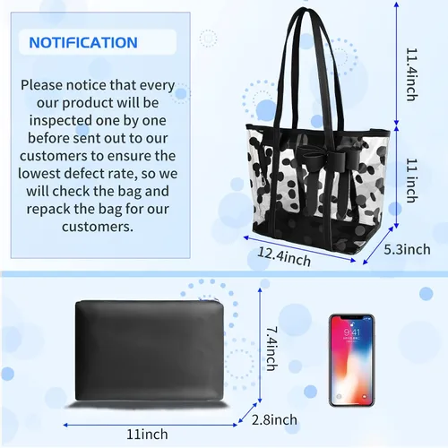 Vista 2 de Bolso de mano transparente impermeable de PVC para mujer, bolso de hombro, bolsa de playa, bolsa de trabajo de compras