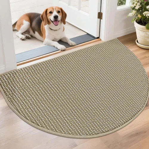 Vista 17 de BEQHAUSE Tapete Atrapa Suciedad para Puerta 17" x 30" Semicírculo Antideslizante Lavable Tapetes de Entrada Alfombras Absorbentes de Bienvenida
