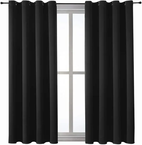 Vista 112 de ChrisDowa - Cortinas cortas para ventana de 40 pulgadas para dormitorio - Cortinas cortas con ojales y aislamiento térmico para oscurecer