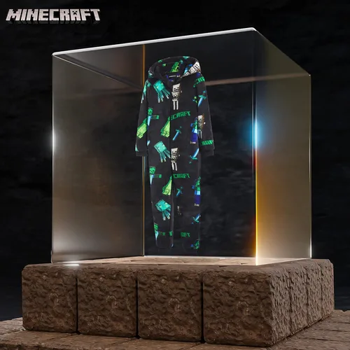 Vista 4 de Minecraft Pyjama For Boys, Kids Pyjamas All in One, Super Soft Hooded Pyjamas, Gifts For Gamers Boys Girls